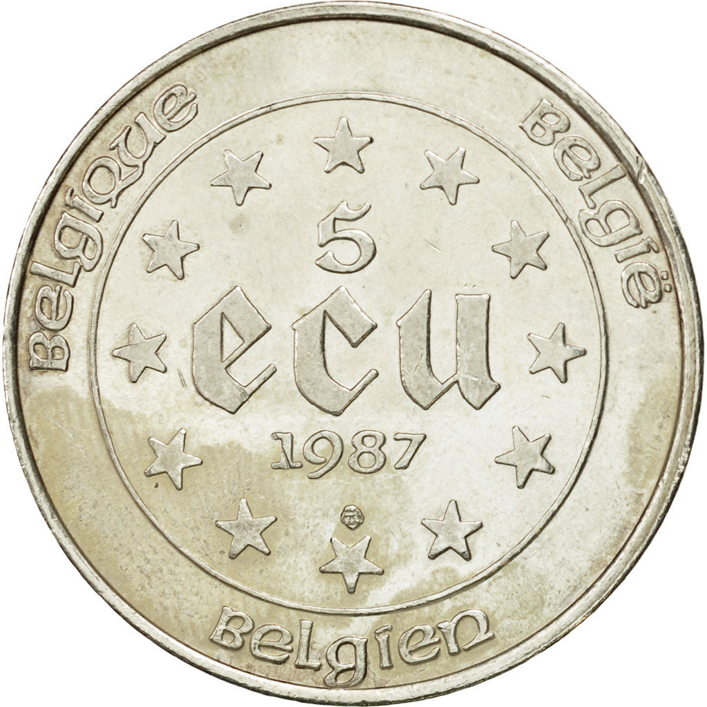 Munten, België, 5 Ecu, 1987, ZF, Zilver, KM:166