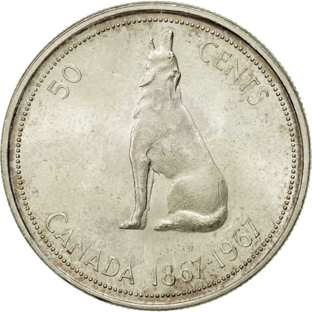 Moneta, Canada, Elizabeth II, 50 Cents, 1967, Royal Canadian Mint, Ottawa, BB