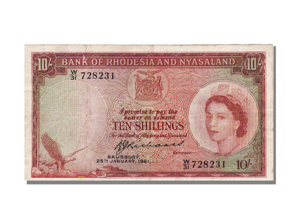 Banconote, Rhodesia e Nyasaland, 10 Shillings, 1961, 1961-01-25, BB
