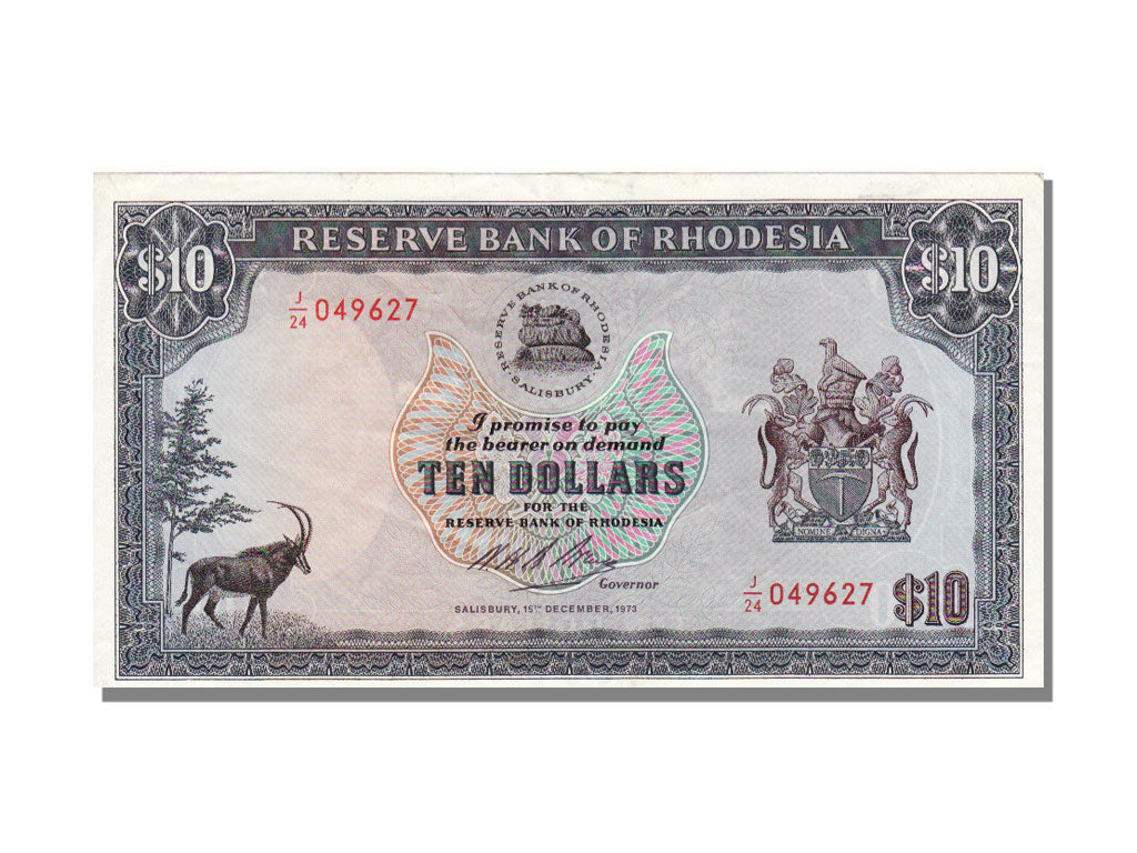 Rhodesia, 10 Dollars, 1973, KM #33f, 1973-12-15, UNC(63), J24