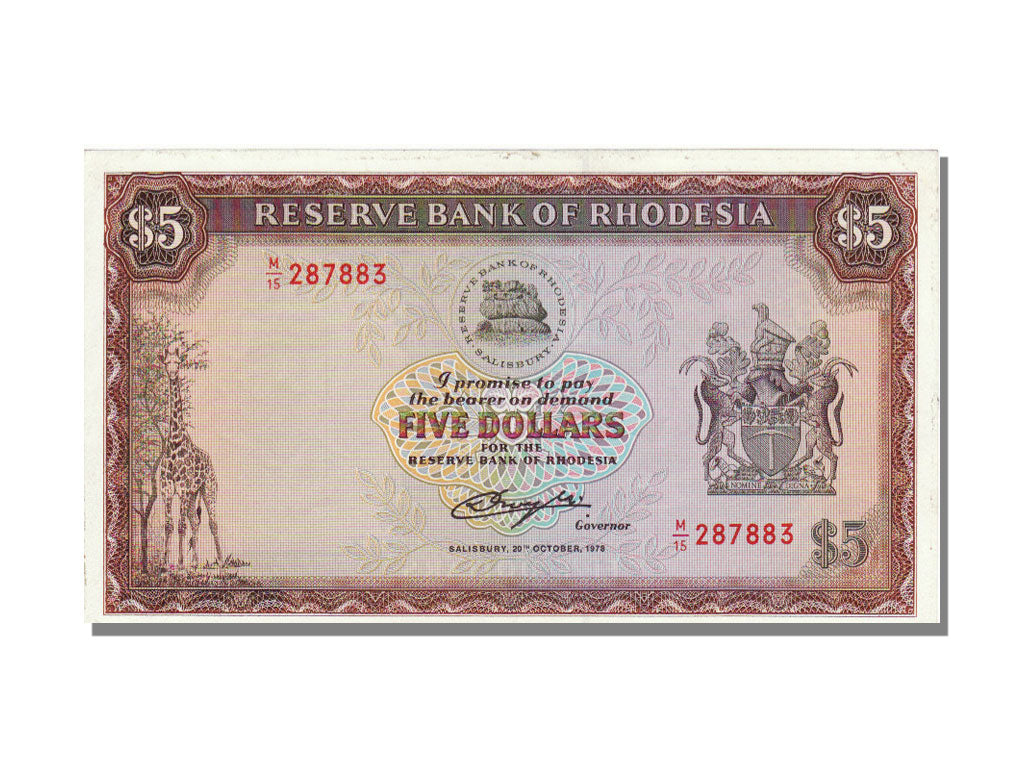 Rhodesia, 5 Dollars, 1978, KM #36b, 1978-10-20, UNC(63), M15