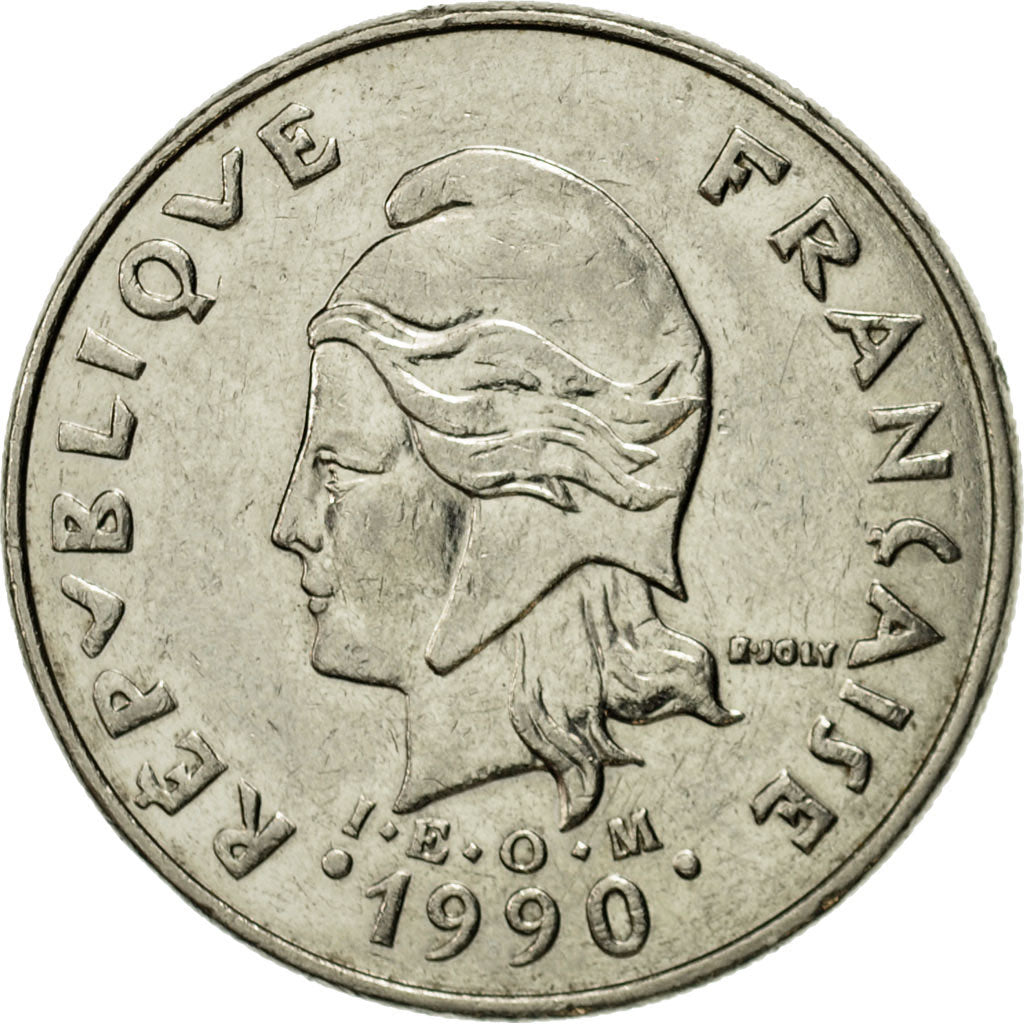 Moneta, Nowa Kaledonia, 20 Francs, 1990, Paris, EF(40-45), Nikiel, KM:12