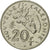 Moneda, Nueva Caledonia, 20 Francs, 1990, Paris, MBC, Níquel, KM:12