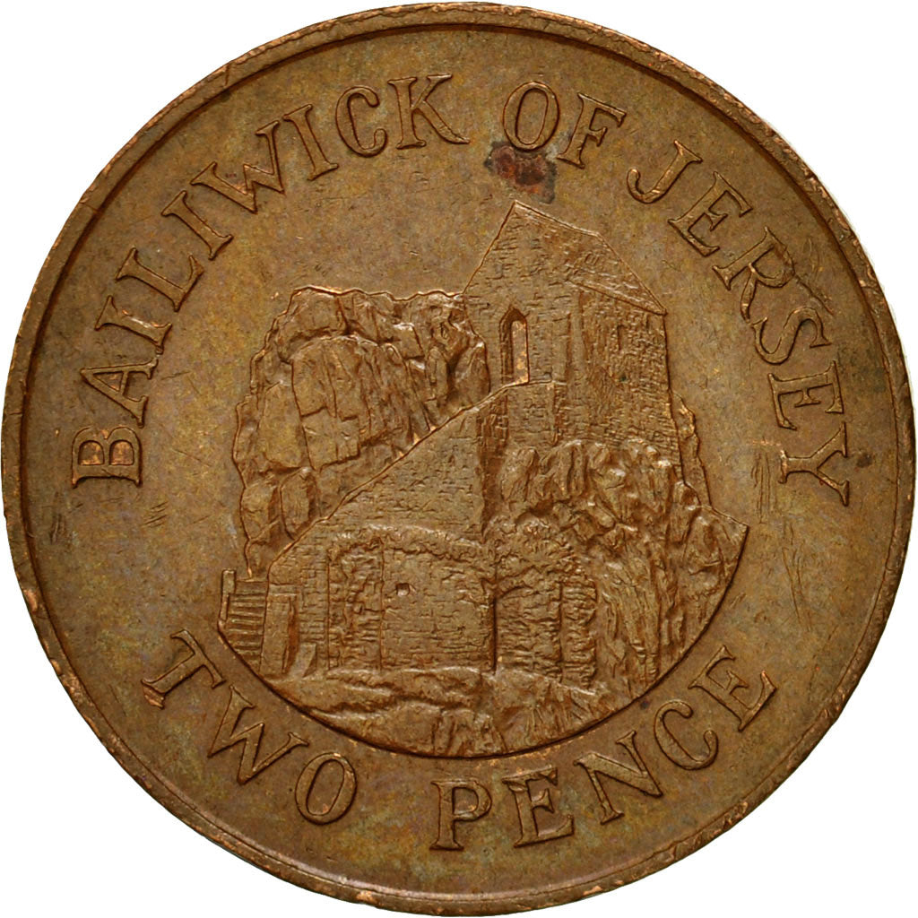Coin, Jersey, Elizabeth II, 2 Pence, 1990, EF(40-45), Bronze, KM:55