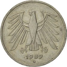 Monnaie, République fédérale allemande, 5 Mark, 1989, Karlsruhe, TTB