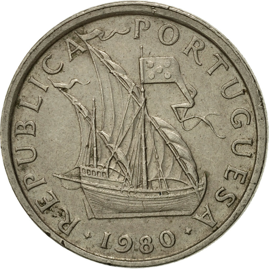Münze, Portugal, 5 Escudos, 1980, SS, Copper-nickel, KM:591