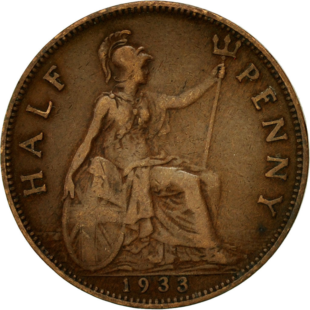 Coin, Great Britain, George V, 1/2 Penny, 1933, EF(40-45), Bronze, KM:837