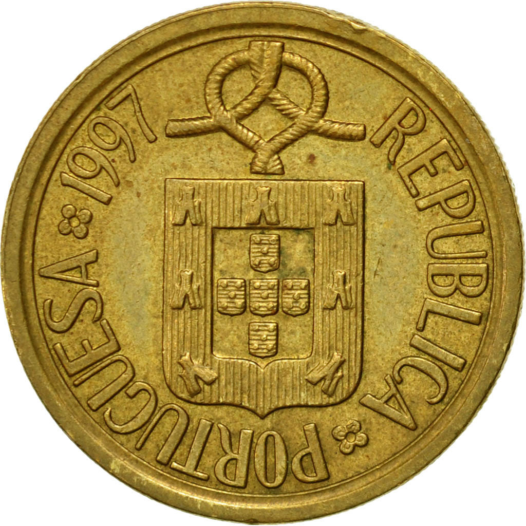Coin, Portugal, 10 Escudos, 1997, EF(40-45), Nickel-brass, KM:633