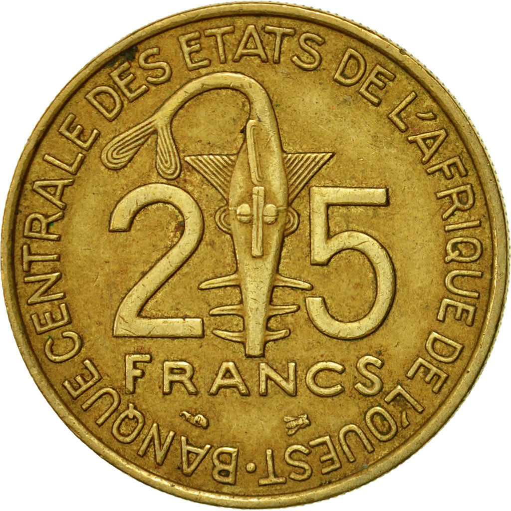 Coin, West African States, 25 Francs, 1997, Paris, EF(40-45), Aluminum-Bronze