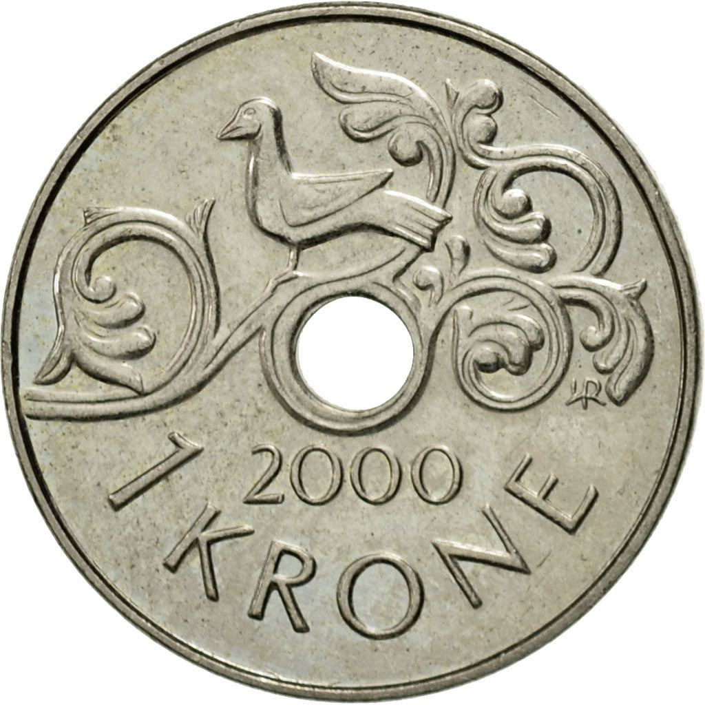 Coin, Norway, Harald V, Krone, 2000, EF(40-45), Copper-nickel, KM:462