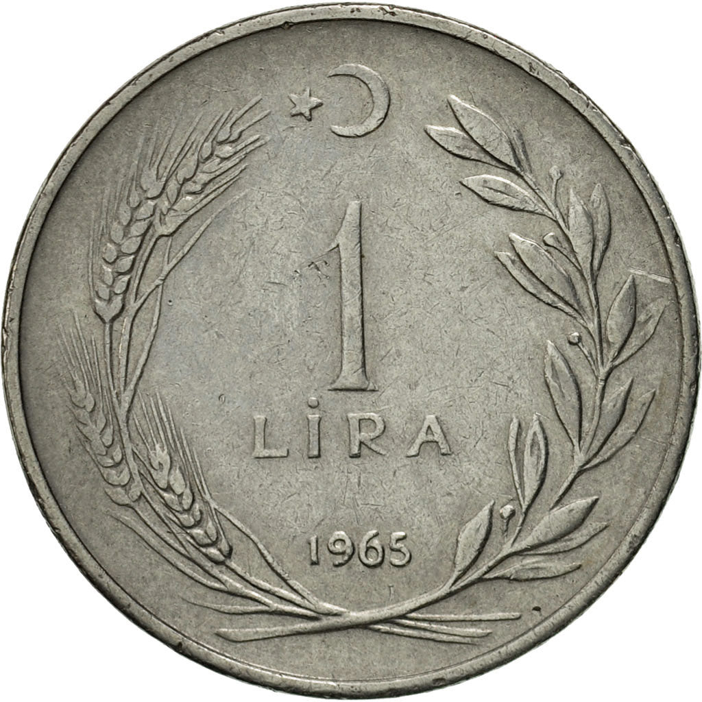Moneta, Turcja, Lira, 1965, EF(40-45), Stal nierdzewna, KM:889a.1