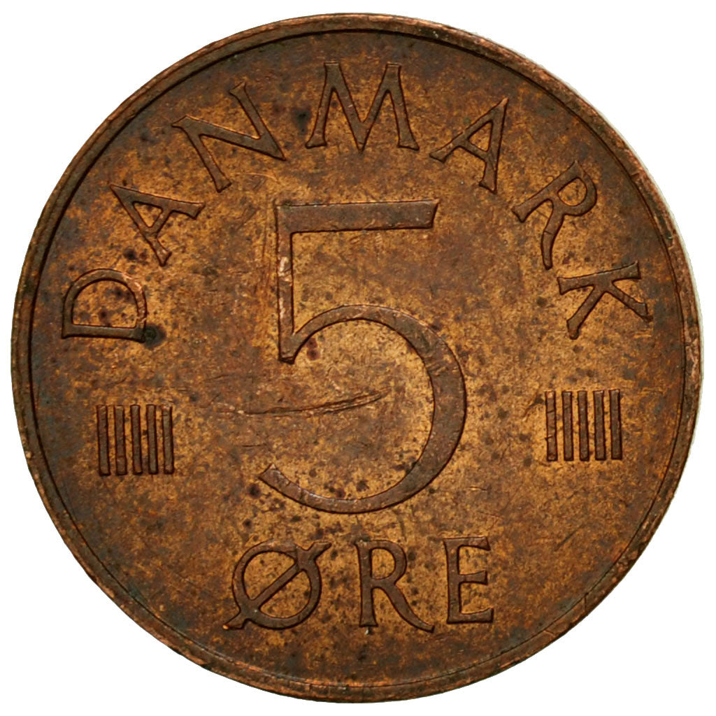 Coin, Denmark, Margrethe II, 5 Öre, 1977, Copenhagen, EF(40-45), Copper Clad