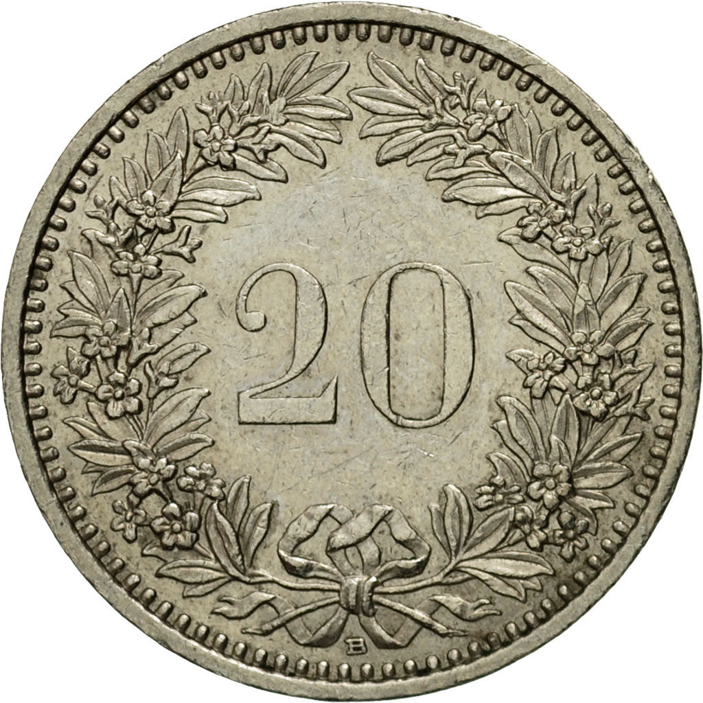 Moneda, Suiza, 20 Rappen, 1988, Bern, MBC, Cobre - níquel, KM:29a
