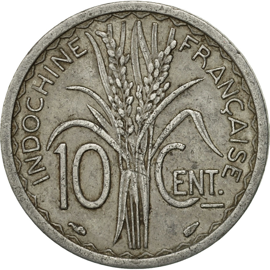 Moneda, INDOCHINA FRANCESA, 10 Cents, 1945, Paris, BC+, Aluminio, KM:28.1