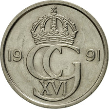 Coin, Sweden, Carl XVI Gustaf, 50 Öre, 1991, EF(40-45), Copper-nickel, KM:855