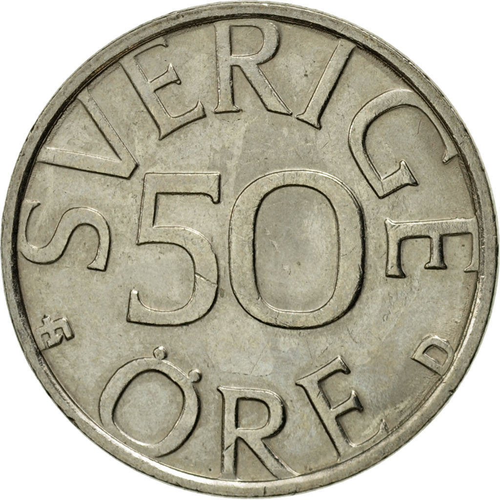 Coin, Sweden, Carl XVI Gustaf, 50 Öre, 1991, EF(40-45), Copper-nickel, KM:855