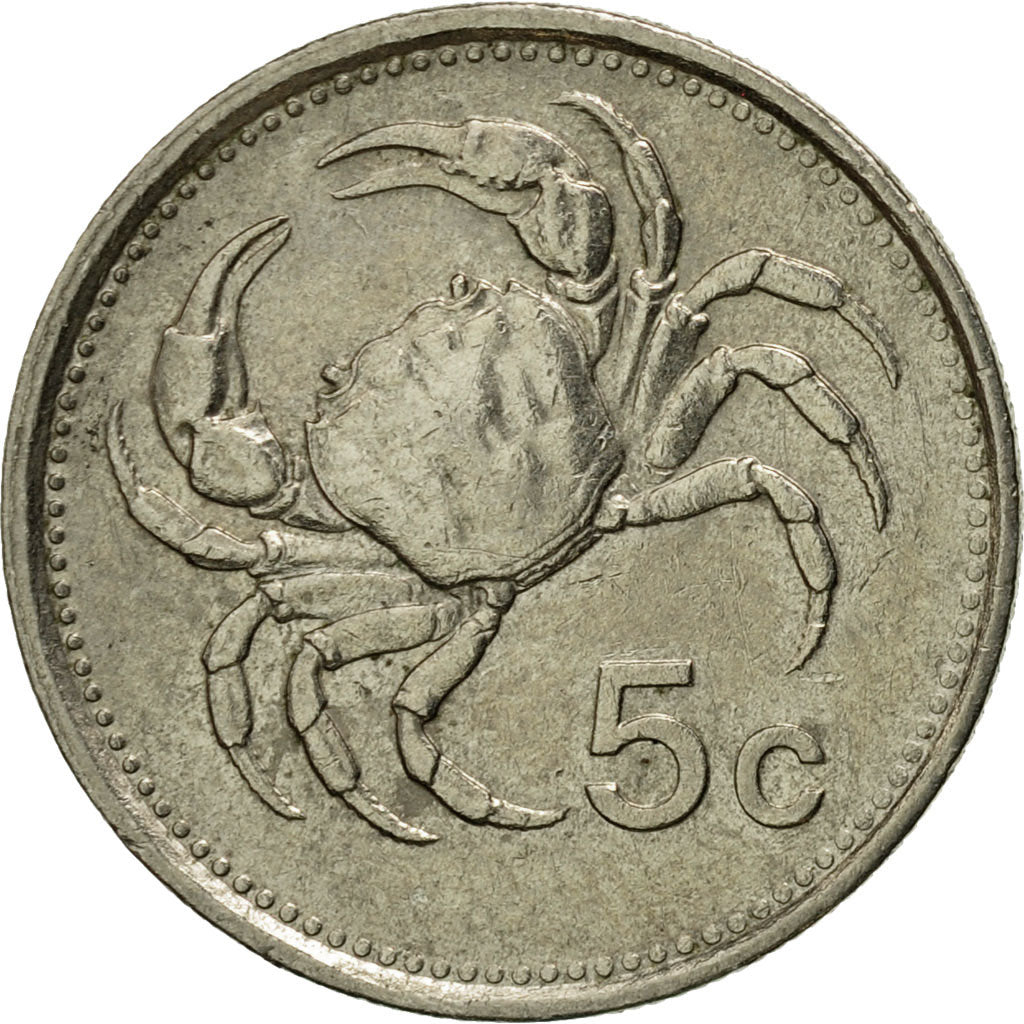 Moneta, Malta, 5 Cents, 1986, British Royal Mint, BB, Rame-nichel, KM:77