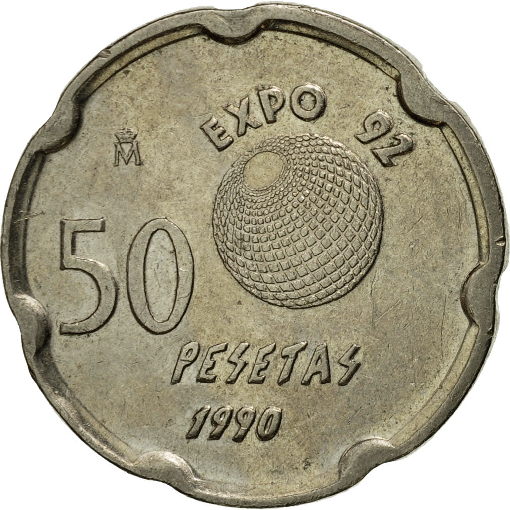 Moneda, España, Juan Carlos I, 50 Pesetas, 1990, Madrid, MBC, Cobre - níquel
