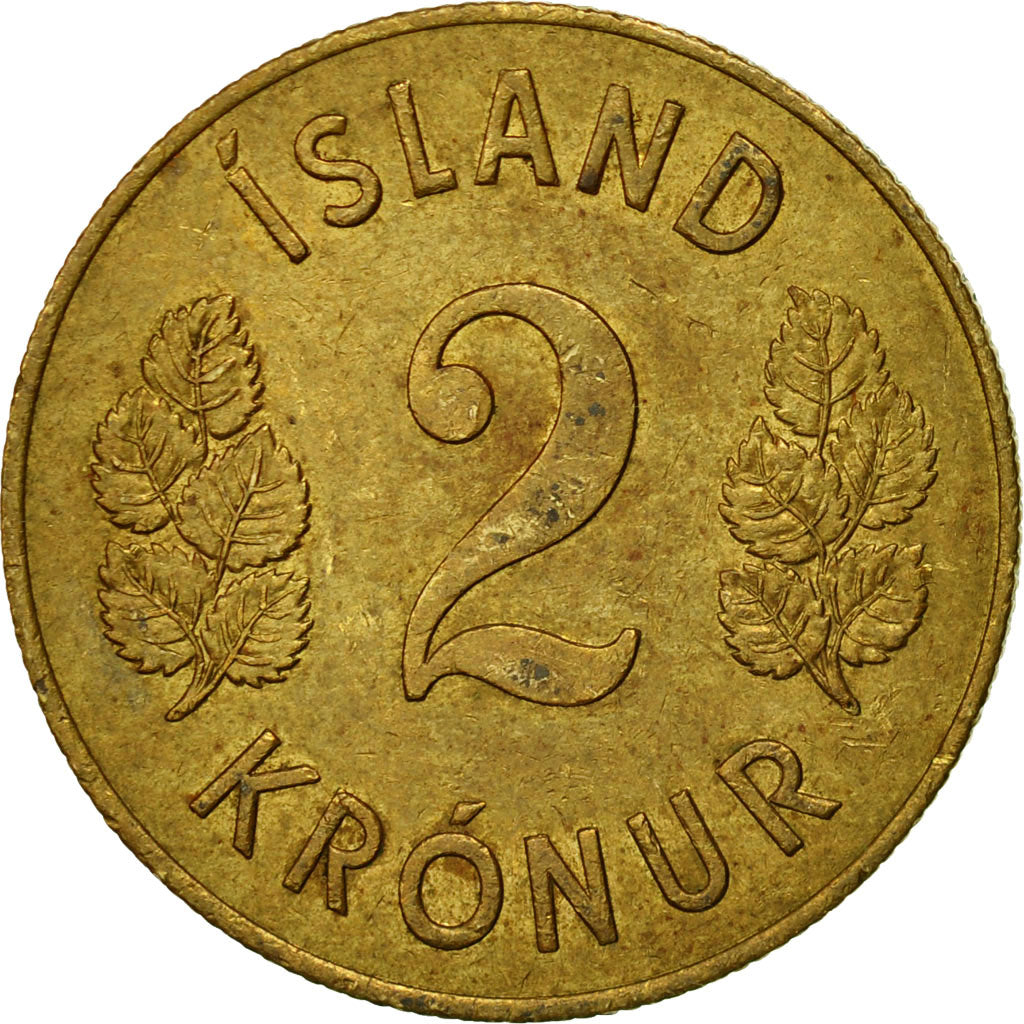 Coin, Iceland, 2 Kronur, 1966, EF(40-45), Nickel-brass, KM:13a.1