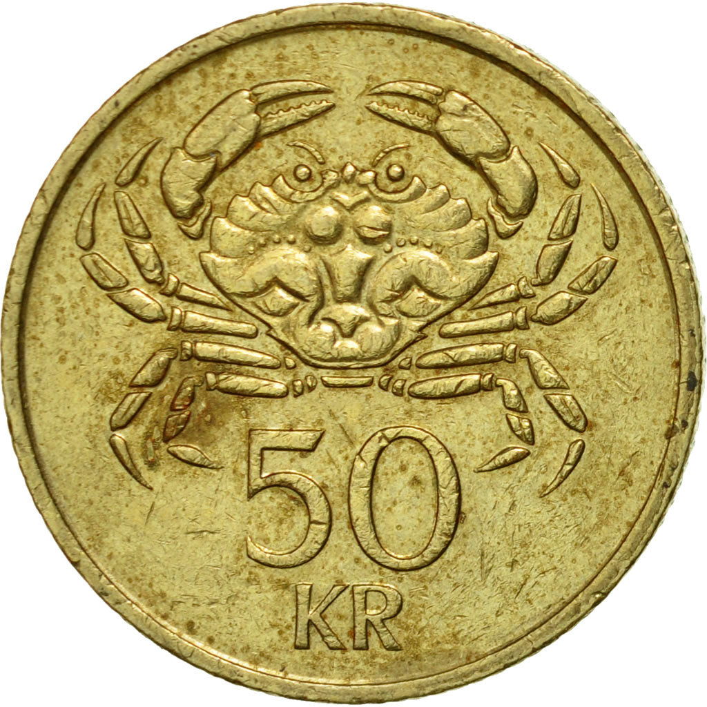 Coin, Iceland, 50 Kronur, 1987, EF(40-45), Nickel-brass, KM:31