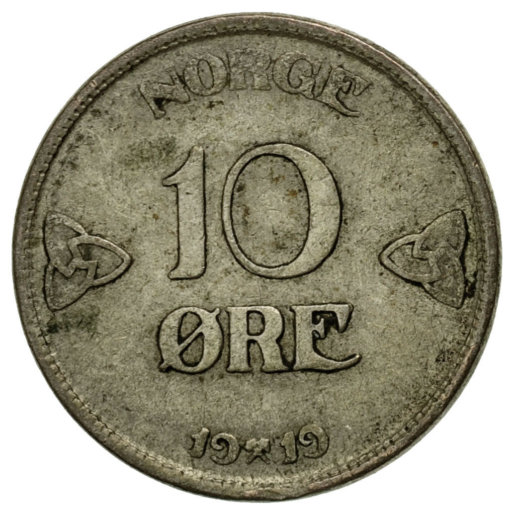 Coin, Norway, Haakon VII, 10 Öre, 1919, VF(20-25), Silver, KM:372