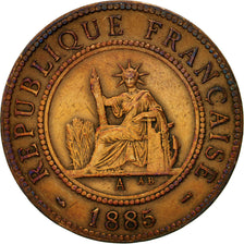 Coin, FRENCH INDO-CHINA, Cent, 1885, Paris, EF(40-45), Bronze, KM:1