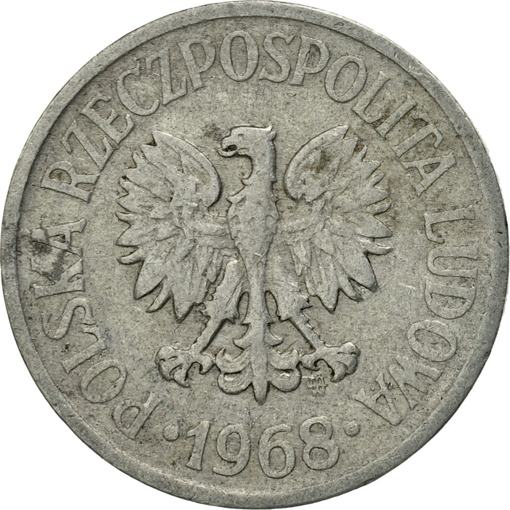 Coin, Poland, 20 Groszy, 1968, Warsaw, EF(40-45), Aluminum, KM:A47