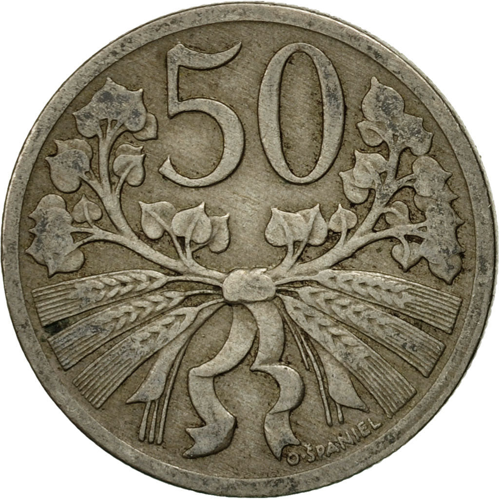 Coin, Czechoslovakia, 50 Haleru, 1922, EF(40-45), Copper-nickel, KM:2
