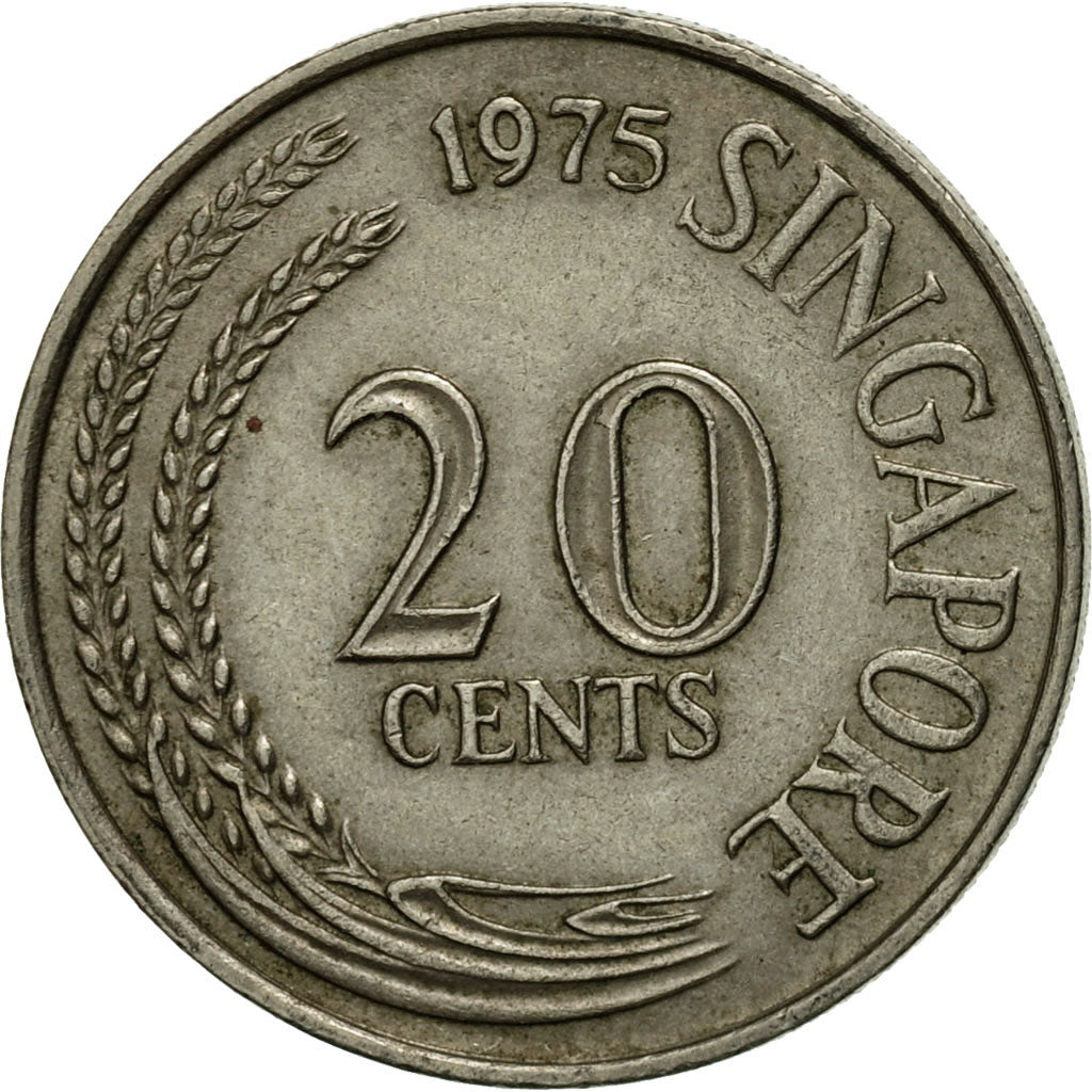 Coin, Singapore, 20 Cents, 1975, Singapore Mint, EF(40-45), Copper-nickel, KM:4