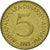 Moneta, Jugosławia, 5 Dinara, 1983, EF(40-45), Mosiądz niklowy, KM:88