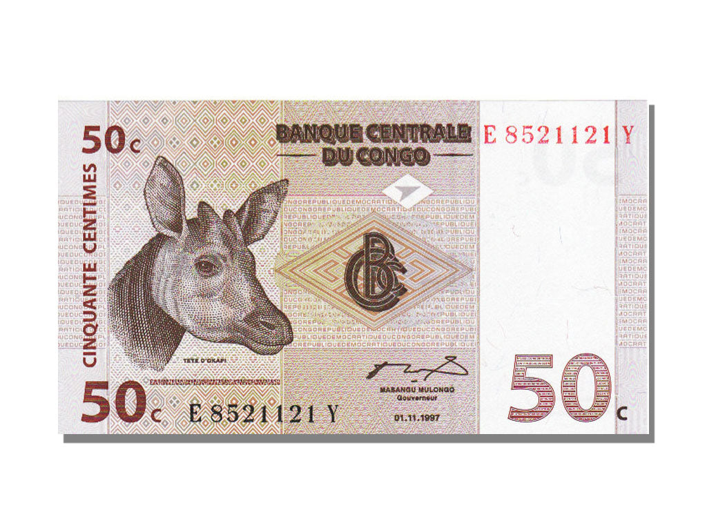 Congo Democratic Republic, 50 Centimes, 1997, KM #84a, 1997-11-01, UNC(65-70),..