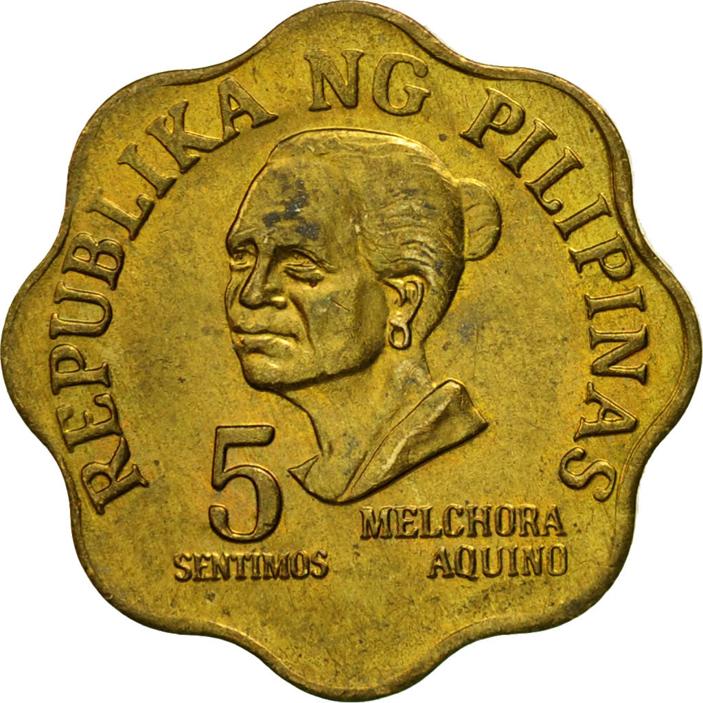 Münze, Philippinen, 5 Sentimos, 1976, VZ, Messing, KM:206