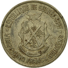 Moneda, Guinea, 25 Francs, 1987, MBC, Latón, KM:60