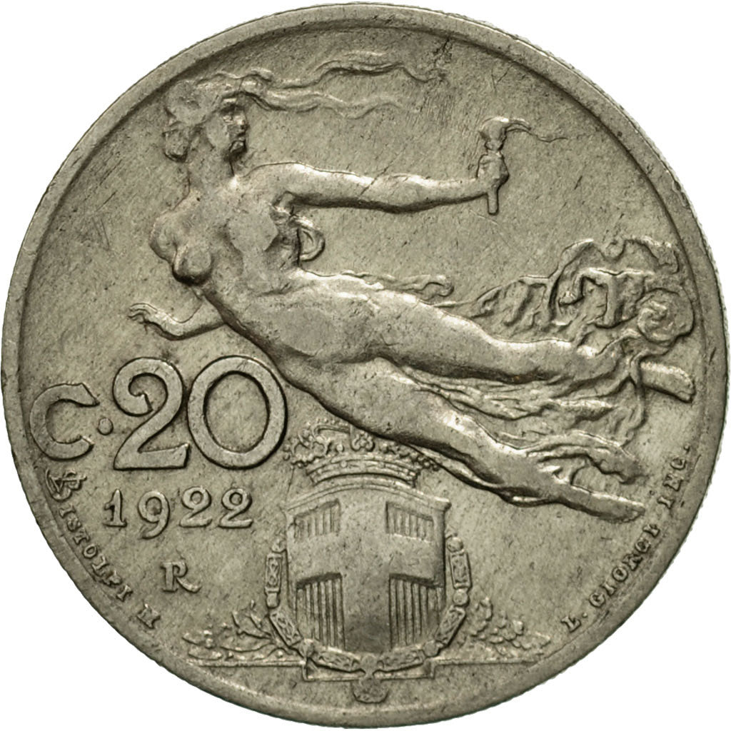 Coin, Italy, Vittorio Emanuele III, 20 Centesimi, 1922, Rome, EF(40-45), Nickel