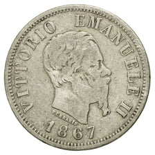 Coin, Italy, Vittorio Emanuele II, 50 Centesimi, 1867, Milan, VF(20-25), Silver