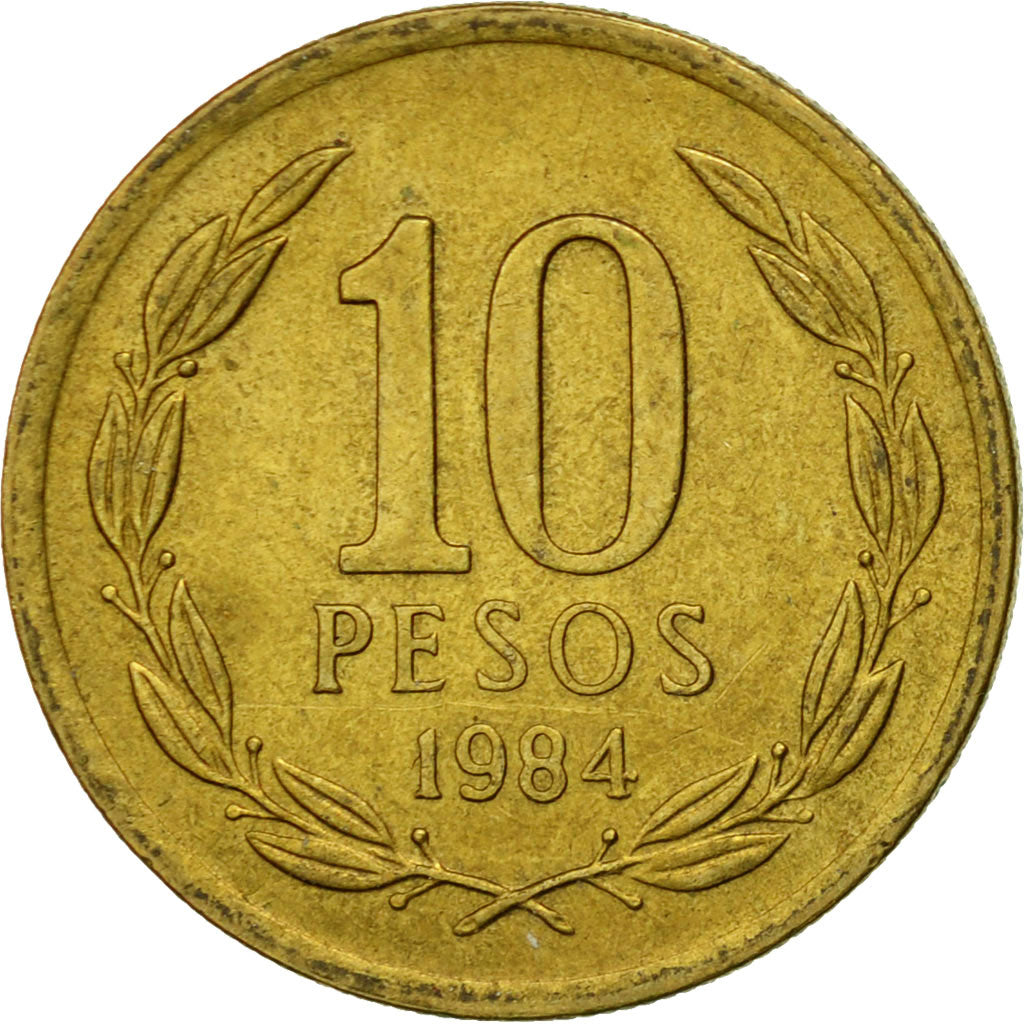 Münze, Chile, 10 Pesos, 1984, Santiago, SS, Aluminum-Bronze, KM:218.1