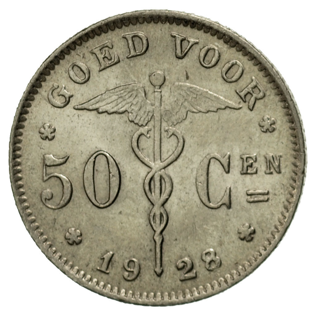 Coin, Belgium, 50 Centimes, 1928, AU(55-58), Nickel, KM:88