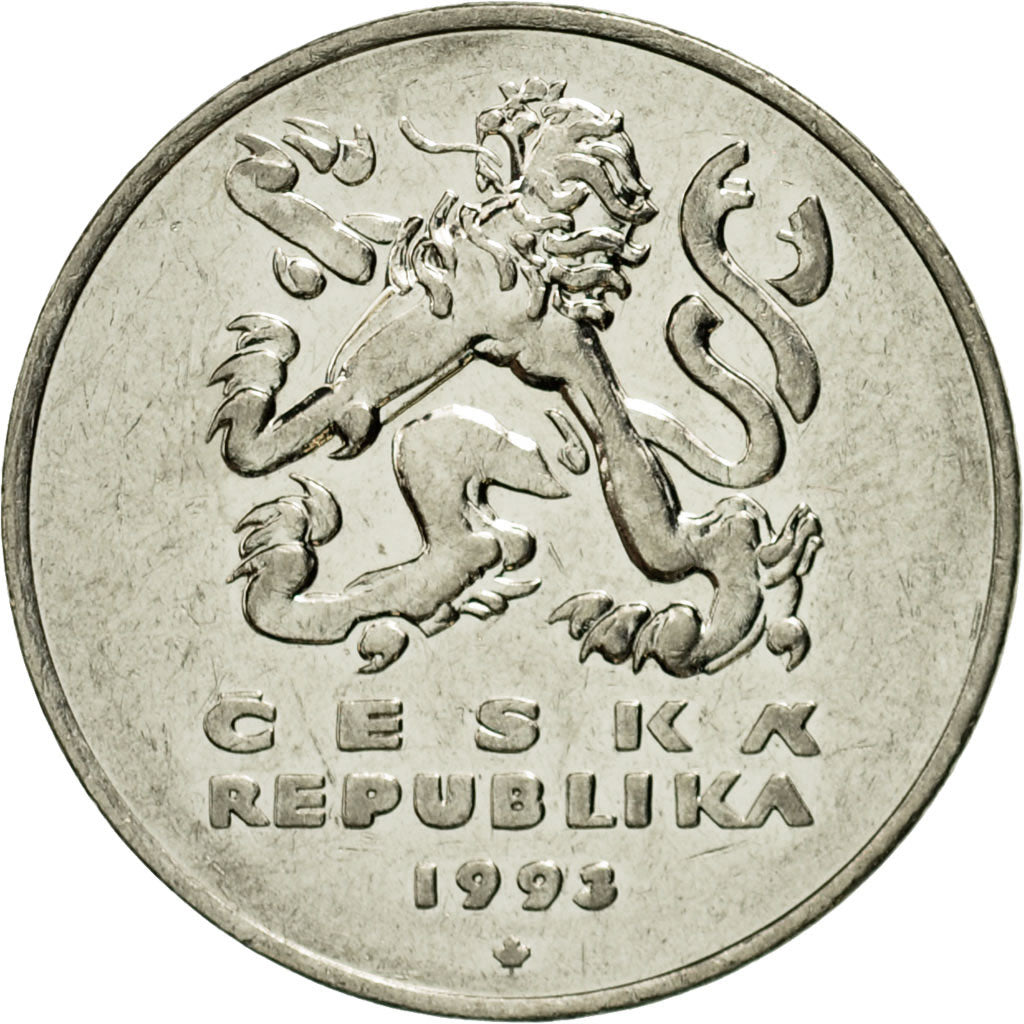 Münze, Tschechische Republik, 5 Korun, 1993, VZ, Nickel plated steel, KM:8
