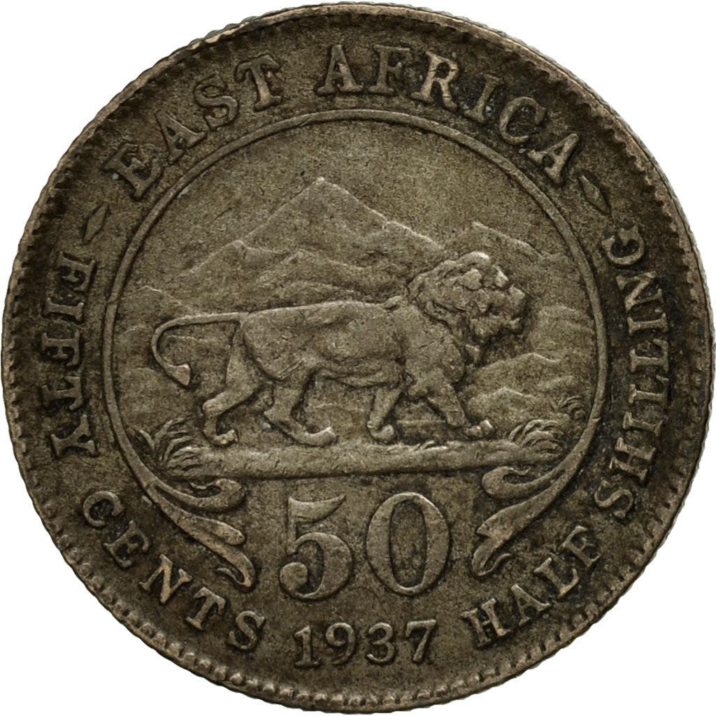 Monnaie, EAST AFRICA, George VI, 50 Cents, 1937, TTB, Argent, KM:27