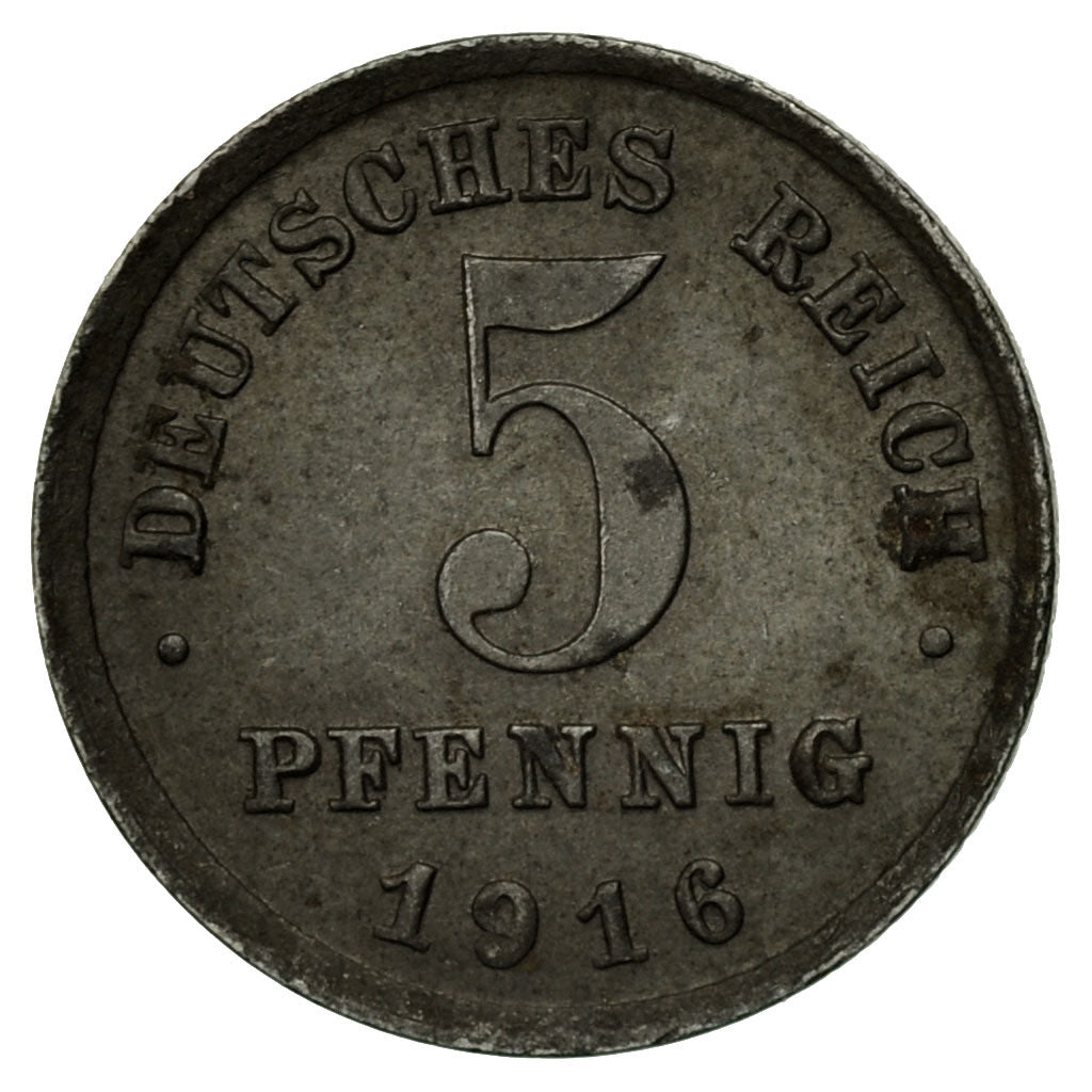Coin, GERMANY - EMPIRE, 5 Pfennig, 1916, Stuttgart, EF(40-45), Iron, KM:19