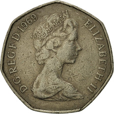 Monnaie, Grande-Bretagne, Elizabeth II, 50 New Pence, 1969, TTB, Copper-nickel