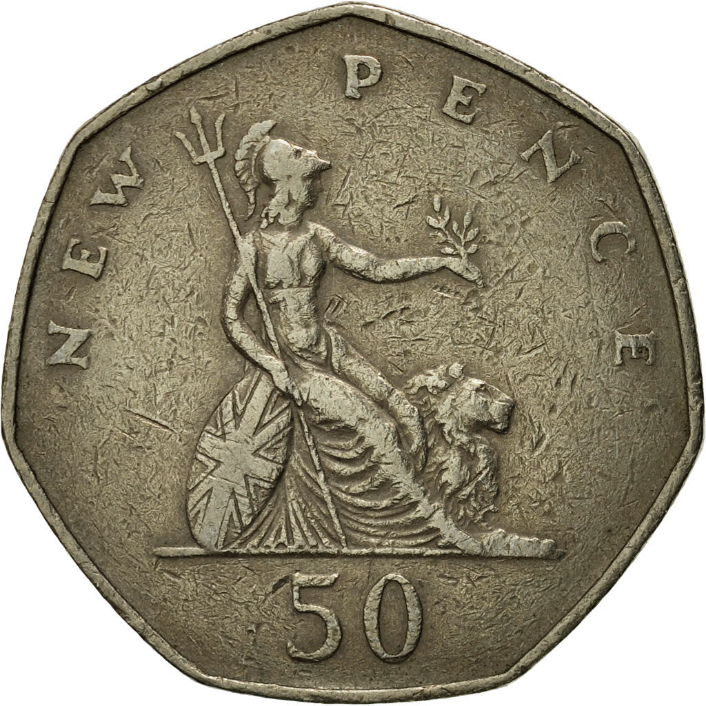 Monnaie, Grande-Bretagne, Elizabeth II, 50 New Pence, 1969, TTB, Copper-nickel