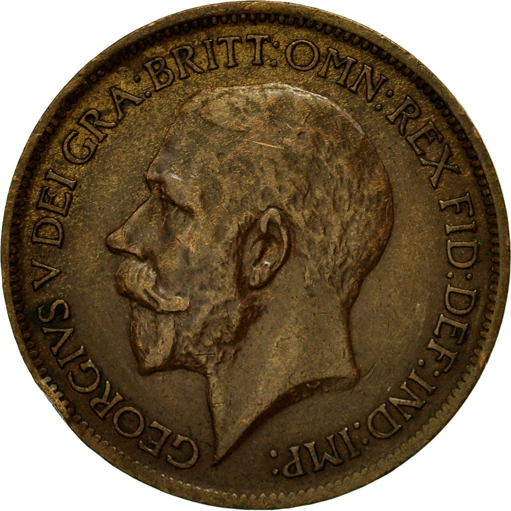 Moneda, Gran Bretaña, George V, 1/2 Penny, 1917, MBC, Bronce, KM:809