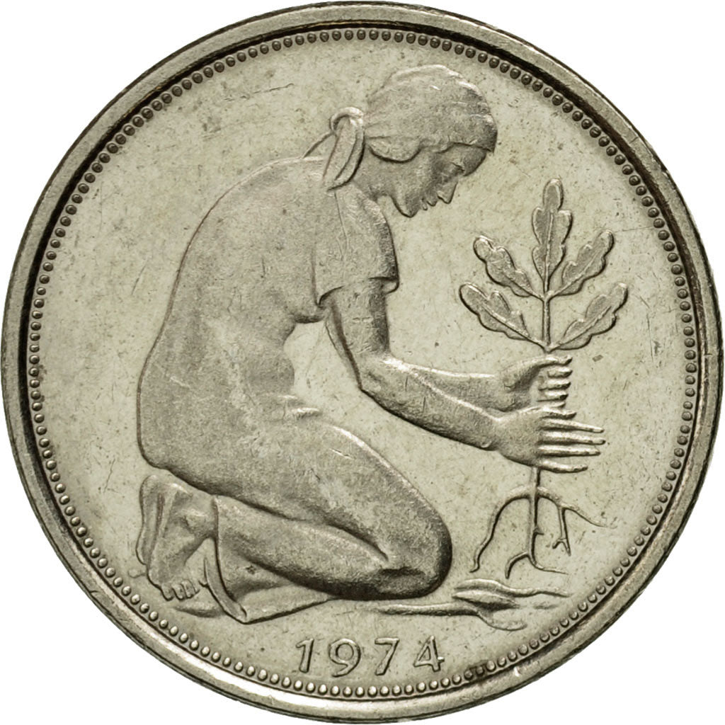 Munten, Federale Duitse Republiek, 50 Pfennig, 1974, Hamburg, PR, Copper-nickel