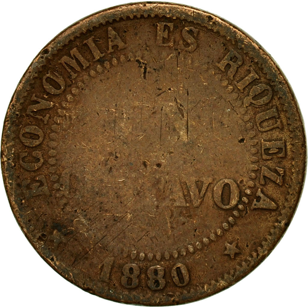 Coin, Chile, Centavo, 1880, VF(20-25), Copper, KM:146a