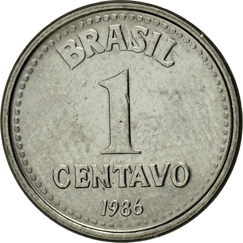 Coin, Brazil, Centavo, 1986, AU(55-58), Stainless Steel, KM:600