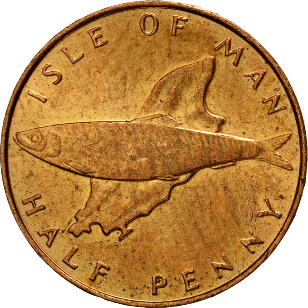 Coin, Isle of Man, Elizabeth II, 1/2 Penny, 1976, EF(40-45), Bronze, KM:32