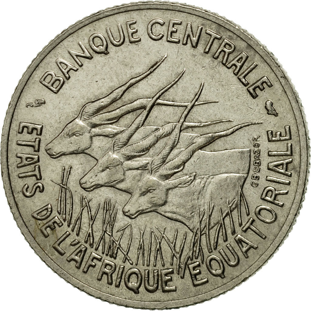 Coin, EQUATORIAL AFRICAN STATES, 100 Francs, 1966, Paris, AU(55-58), Nickel
