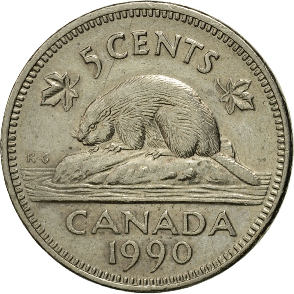 Coin, Canada, Elizabeth II, 5 Cents, 1990, Royal Canadian Mint, Ottawa