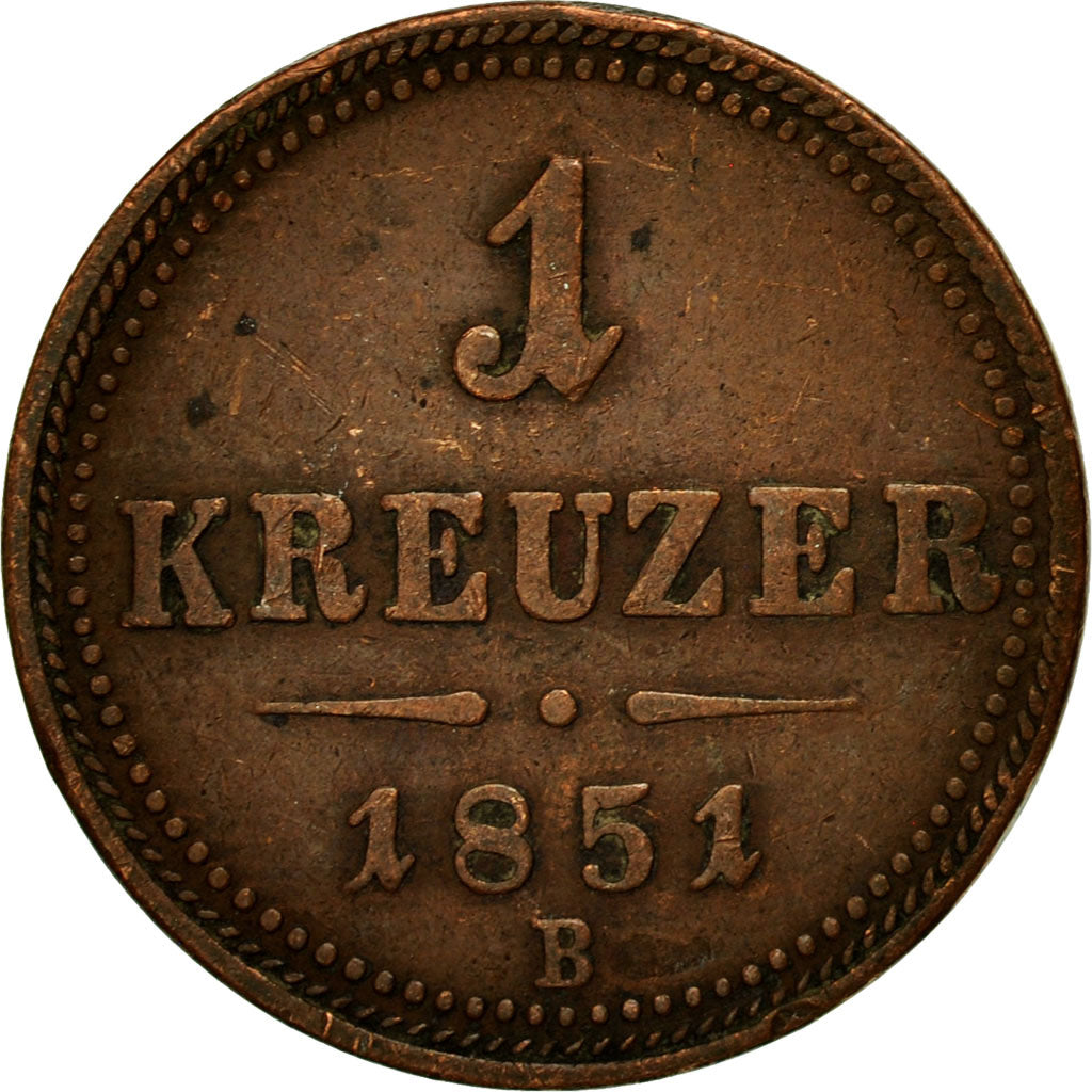 Moneta, Austria, Franz Joseph I, Kreuzer, 1851, BB, Rame, KM:2185